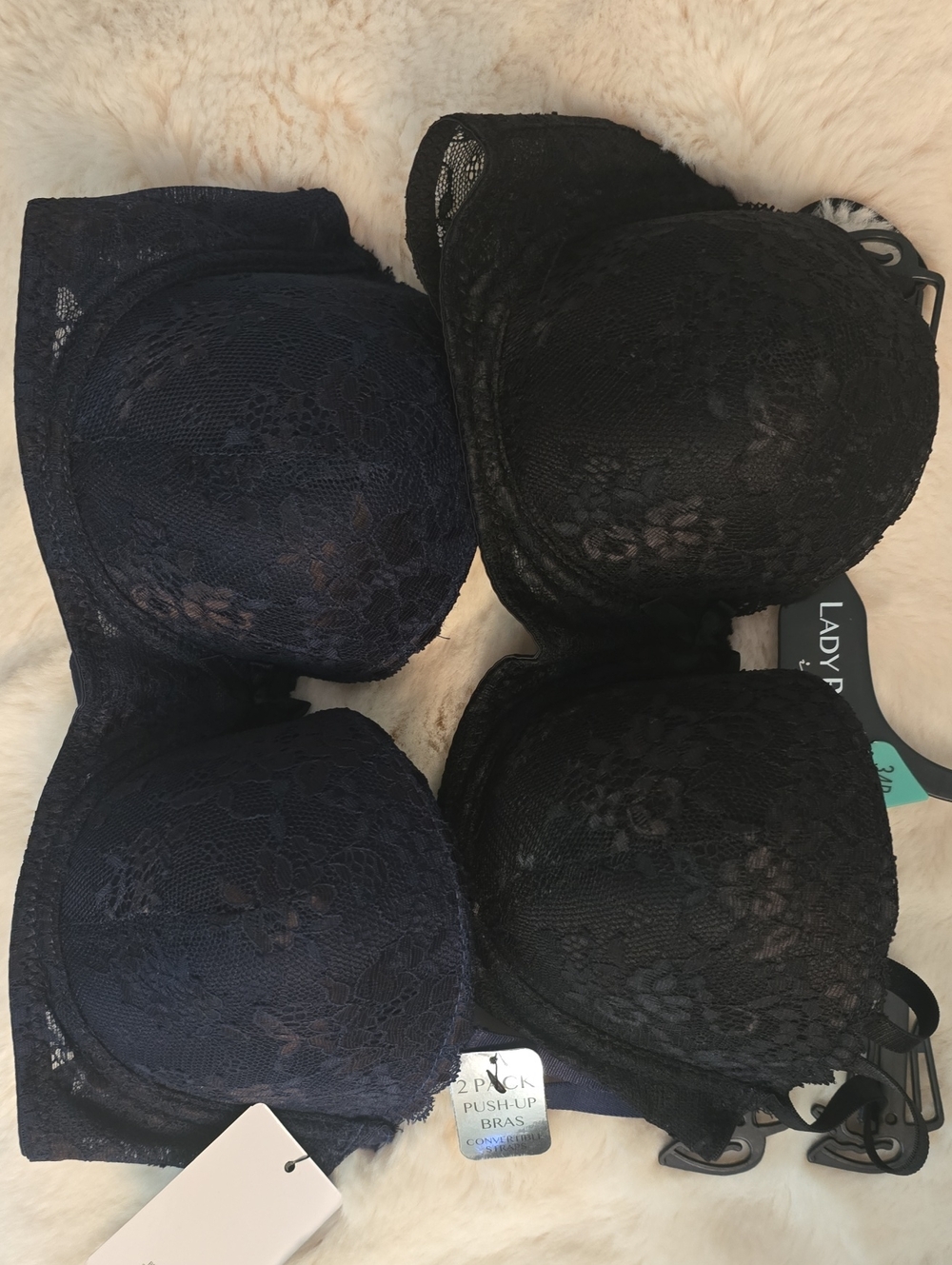 New With Tags Lace Push-Up Bra 2-Pack in Black and Navy